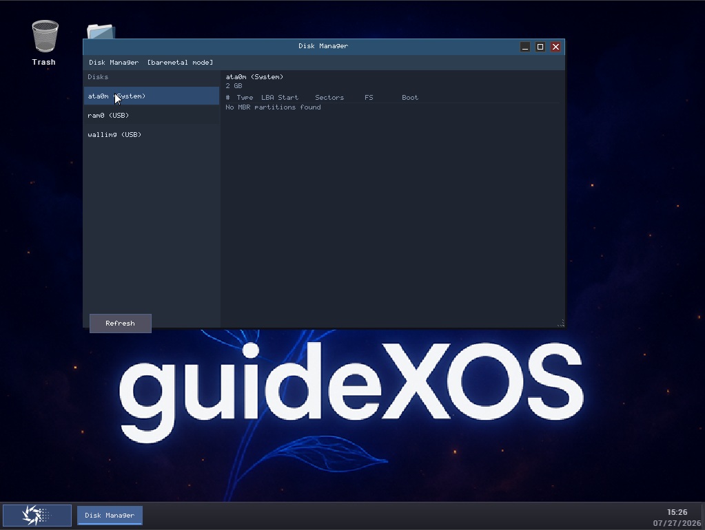 guideXOS Server Disk Manager